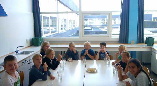 Photo: A Danish class tasting surimi Photo: A Danish class tasting surimi
